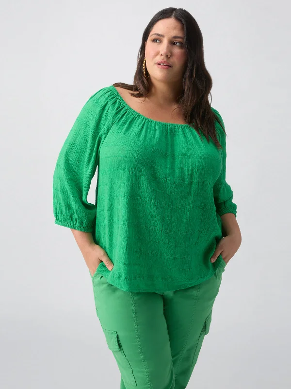 Beach To Bar Blouse Green Goddess Inclusive Collection Silky Draped Blouse