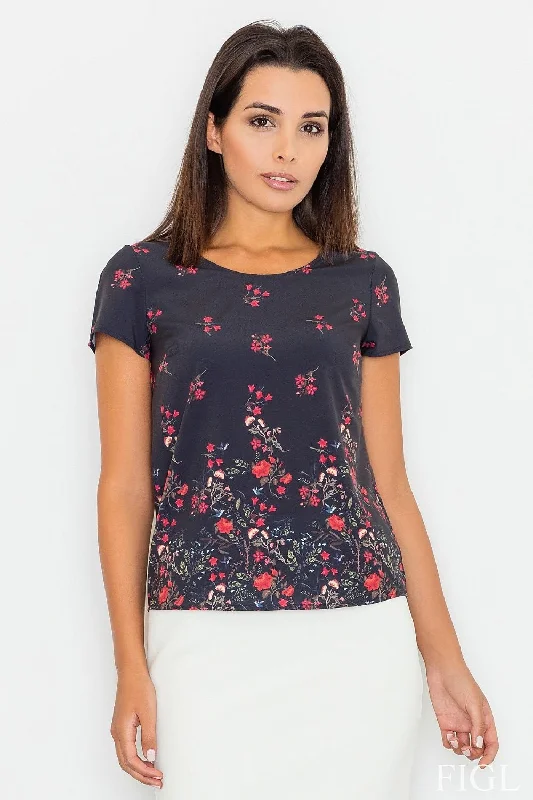 Blouse With Floral Print. Figl Office Formal Blouse