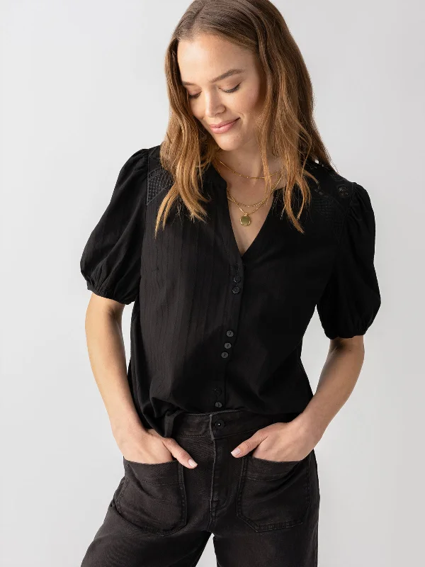 Lift Me Up Blouse Black Double-Layered Blouse