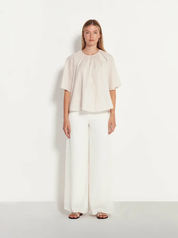 Odette Blouse (Cotton Voile) Parchment Delicate Pleat Blouse