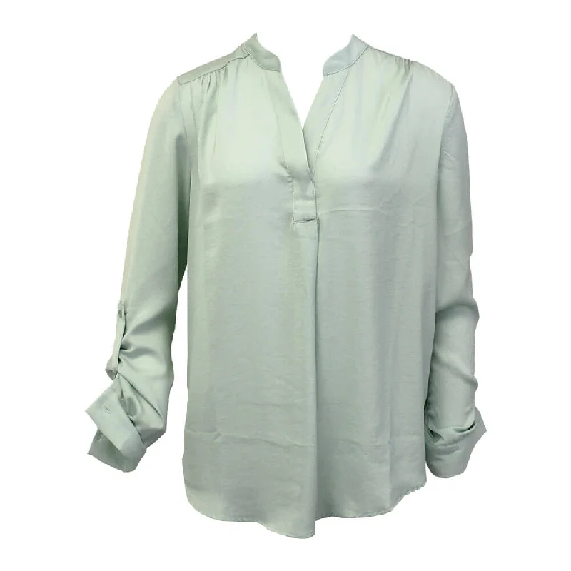 Renuar Airflow Long Sleeve Blouse - Fresh Mint Frilled Cuff Blouse