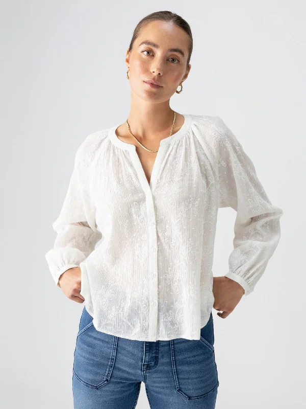 Shimmer Blouse Chalk Oversized Silk Blouse