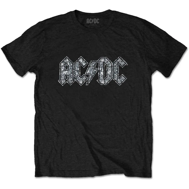 AC/DC Kids Embellished T-Shirt: Logo (Diamante) Collared T-Shirt Boat Neck A-Line