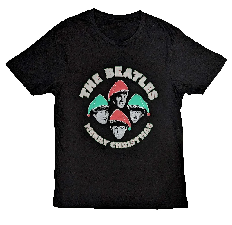 The Beatles | Official Band T-Shirt | Xmas Hats Rayon Velvet Corduroy