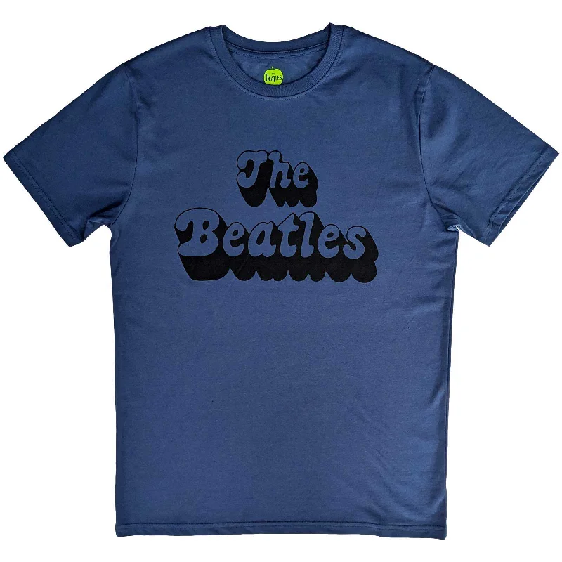 The Beatles | Official Band T-Shirt | Text Logo Shadow Beaded Sequined Faux Fur