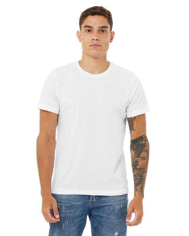 Bella+Canvas Mens Poly-Cotton Short Sleeve T-Shirt | White Layered Multi-layer Single Layer