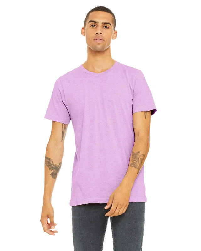 Bella+Canvas Unisex Heather CVC T-Shirt | Hthr Prism Lilac Solid Color Striped Floral