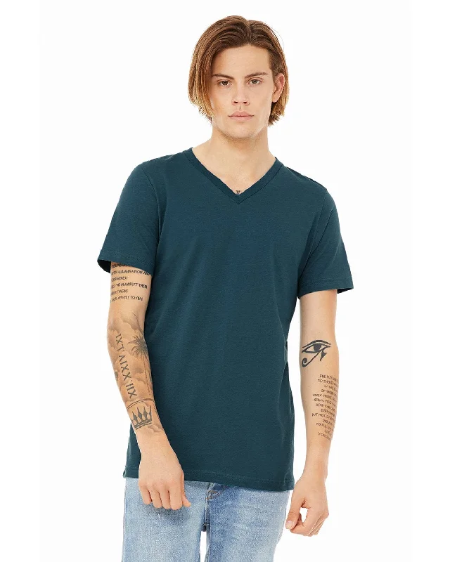 Bella+Canvas Unisex V-Neck T-Shirt | Deep Teal Nylon Fabric Polyester Fabric Spandex Fabric