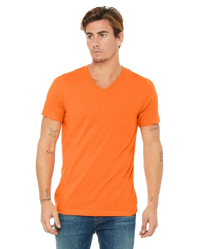 Bella+Canvas Unisex V-Neck T-Shirt | Orange Seamless Knitted Crochet