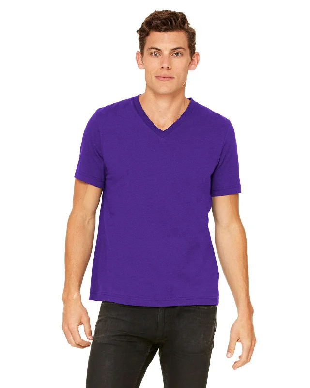 Bella+Canvas Unisex V-Neck T-Shirt | Team Purple Silk Blend Satin Velvet