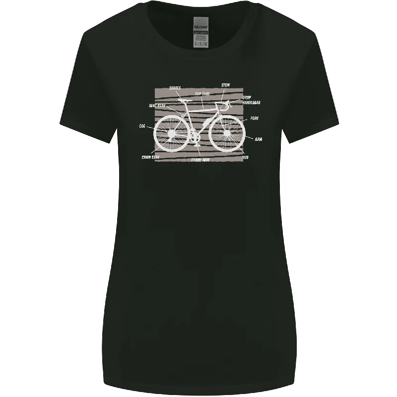 Bicycle Anatomy Funny Cyclist Cycling Funny Womens Wider Cut T-Shirt Polka Dot Checkered Tartan