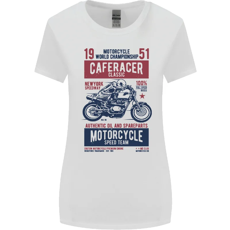 Biker Cafe Racer 1951 Motorbike Motorcycle Womens Wider Cut T-Shirt Machine Wash Dry Clean Hand Wash