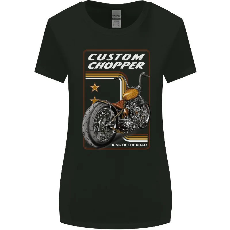 Biker Custom Chopper Motorbike Motorcycle Womens Wider Cut T-Shirt Houndstooth Herringbone Solid