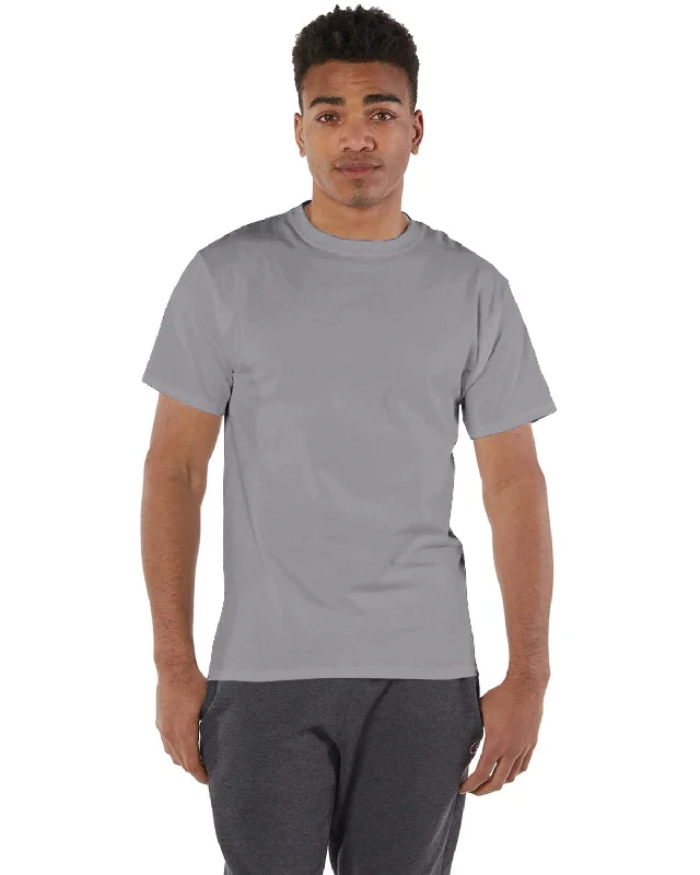 Champion Cotton T-Shirt | Stone Gray Silk Blend Satin Velvet