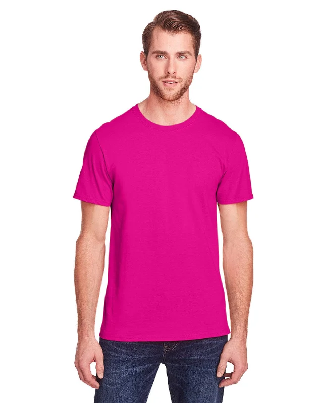 Fruit of the Loom Adult ICONIC T-Shirt | Cyber Pink Chenille Blend Fleece Blend Nylon Blend