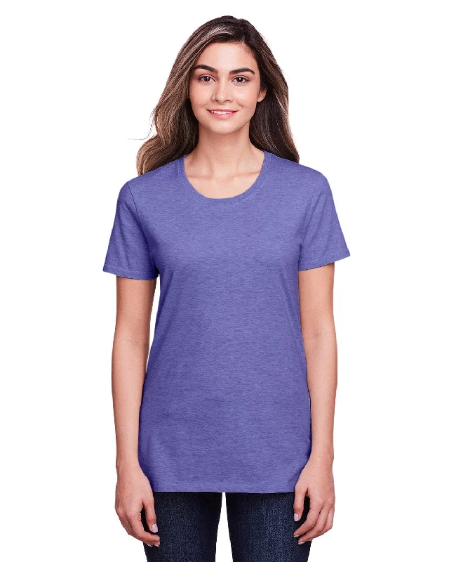 Fruit of the Loom Ladies ICONIC T-Shirt | Retro Hth Purple Graphic Embroidered Appliqued