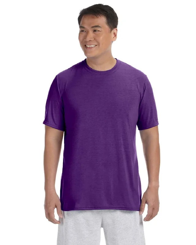 Gildan 4.5 oz. Performance T-Shirt | Purple Graphic Embroidered Appliqued