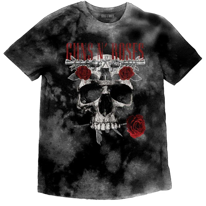 Guns N' Roses Kids T-Shirt: Flower Skull (Wash Collection) Cashmere Blend Cotton Blend Poly Blend