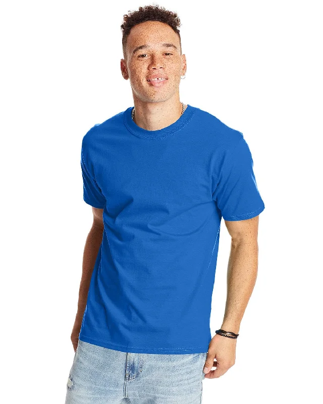 Hanes Beefy-T T-Shirt | Bluebell Breeze Welt Pockets Slit Pockets Flap Pockets