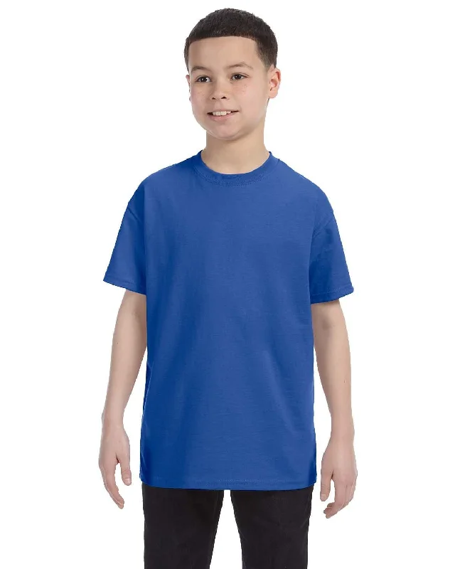 Jerzees Youth Heavyweight 50/50 T-Shirt | Royal Asymmetrical Pockets Print