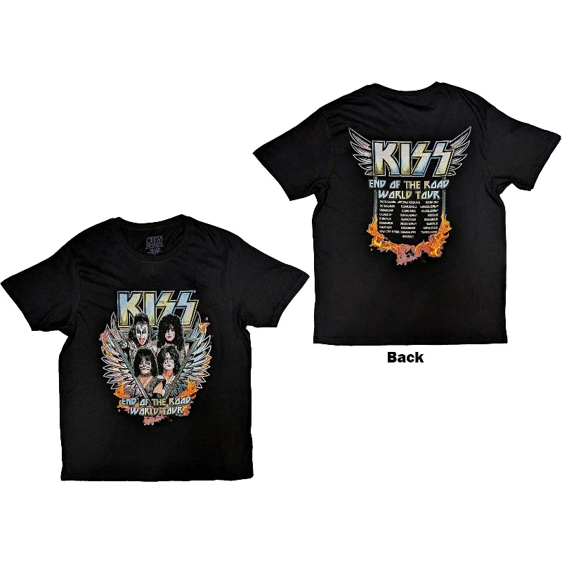 KISS Unisex | Official Band T-Shirt | End Of The Road Wings (Back Print) Collared Crew Neck Turtle Neck