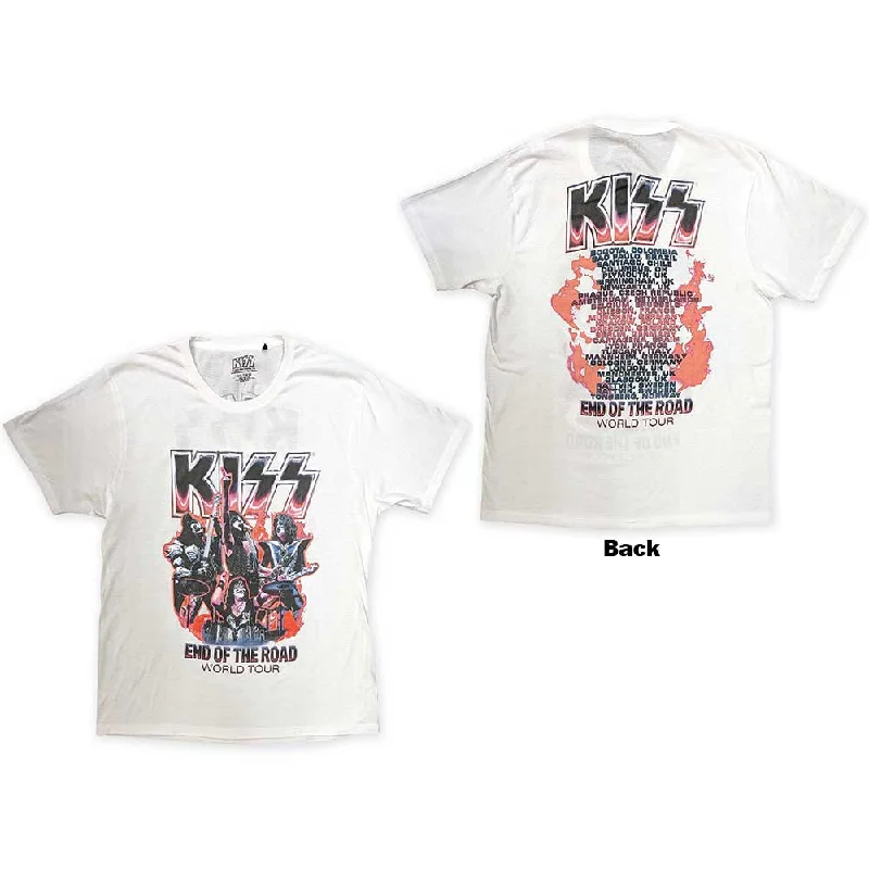 KISS | Official Band T-Shirt | End Of The Road Band Playing (Back Print) Cashmere Blend Cotton Blend Poly Blend