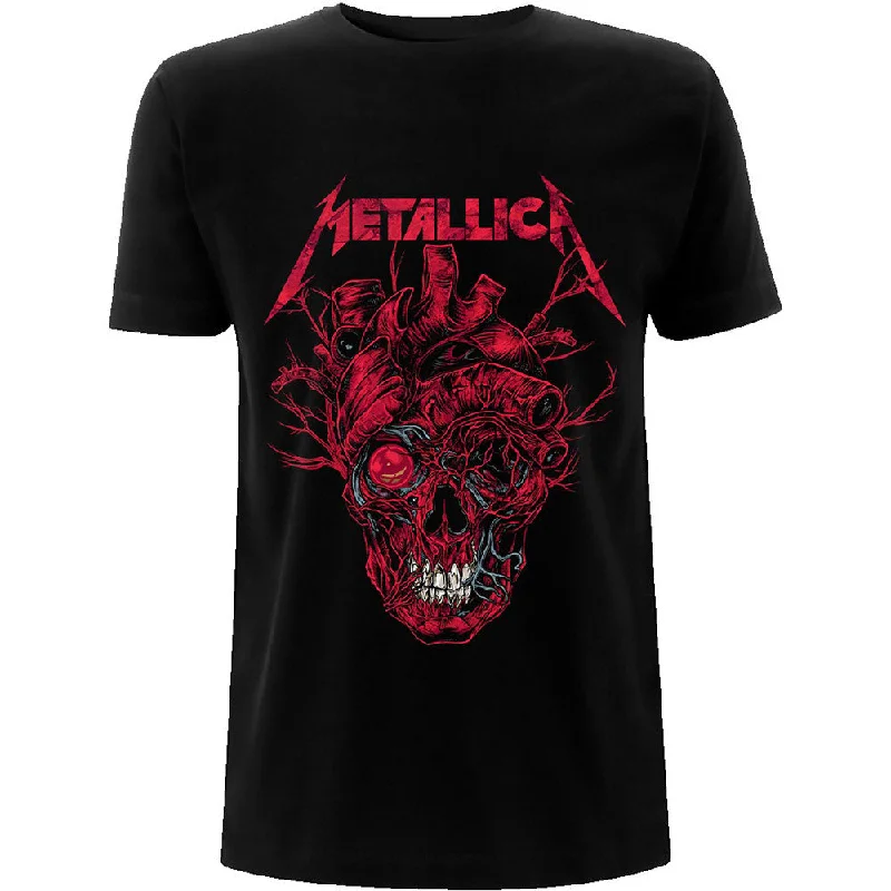 Metallica | Official Band T-Shirt | Heart Skull Sequined Glittery Shiny