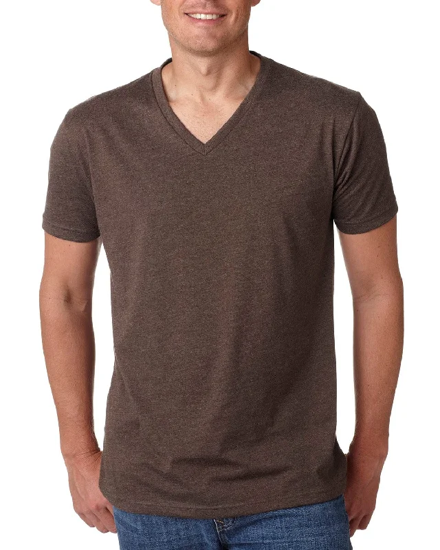 Next Level Mens Premium CVC V-Neck Tee | Espresso Cashmere Blend Cotton Blend Poly Blend