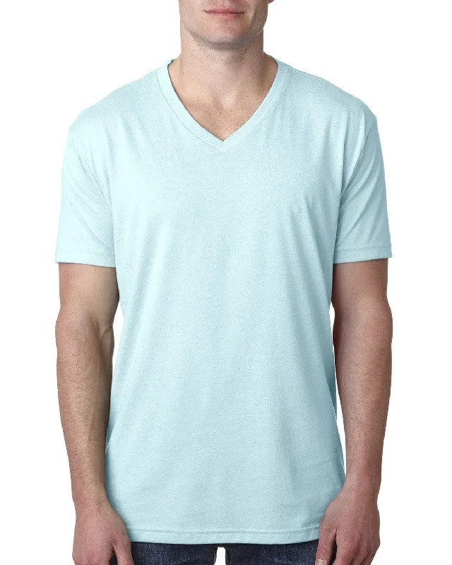 Next Level Mens Premium CVC V-Neck Tee | Ice Blue Fleece Nylon Spandex