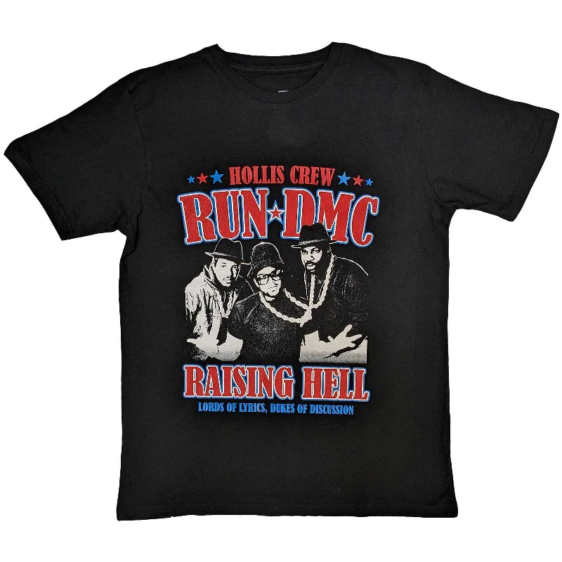 Run DMC | Official Band T-Shirt | Raising Hell Americana Striped Floral Plaid