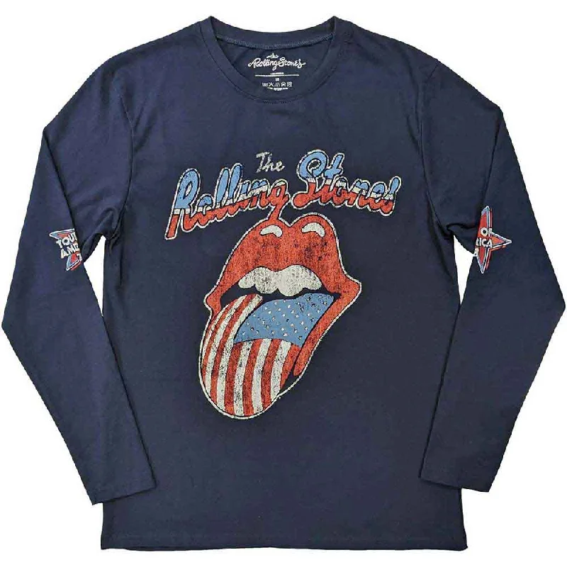 The Rolling Stones | Official Band Long Sleeve T-Shirt | US Tour '78 (Back & Sleeve Print) Fitted T-Shirt Seamless Stretchy