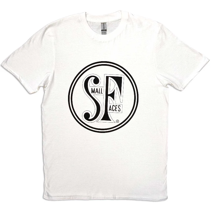 Small Faces | Official Band T-Shirt | Logo White Embroidered Appliqued Beaded