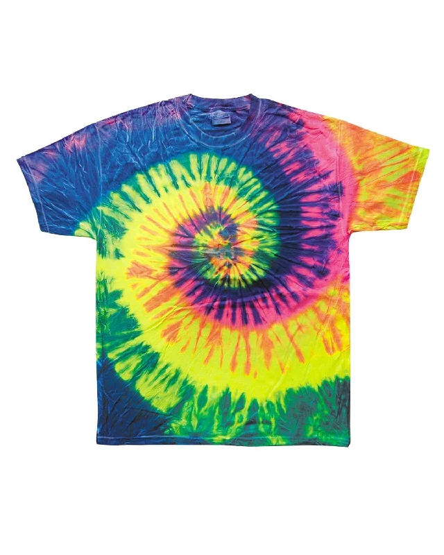 Tie-Dye 100% Cotton Tie-Dyed T-Shirt | Neon Rainbow Mesh Blend Leather Blend Suede Blend