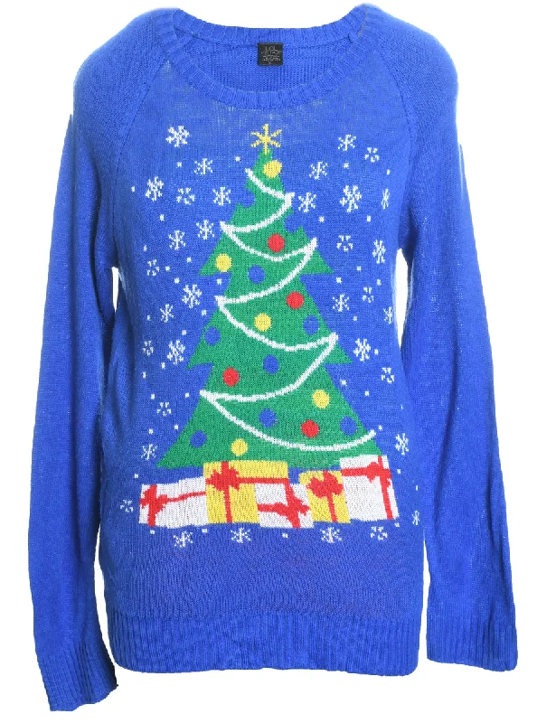 Blue Christmas Jumper - XL Toggled Drawstring Belted