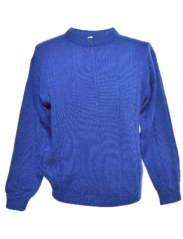 Blue Long Sleeved Jumper - M Casual Formal Business