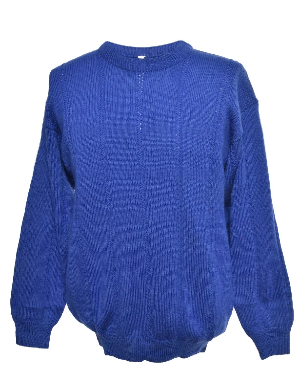 Blue Long Sleeved Jumper - M Modern Contemporary Chic