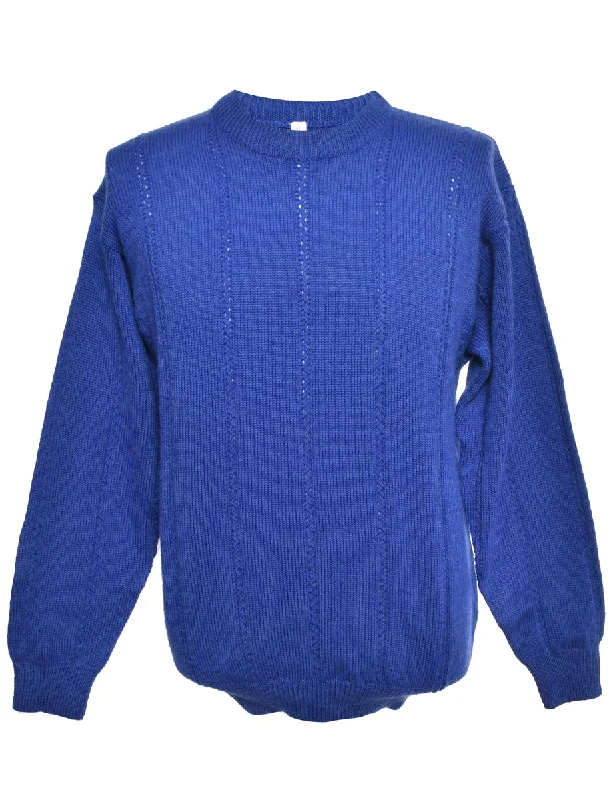 Blue Long Sleeved Jumper - M Fitted Slim Tailored