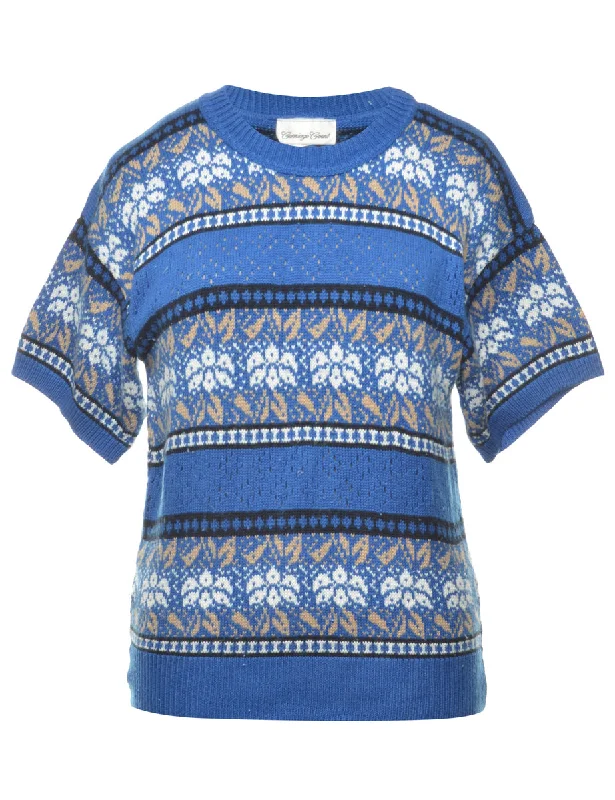 Blue Nordic Jumper - M Bright Pastel Dark