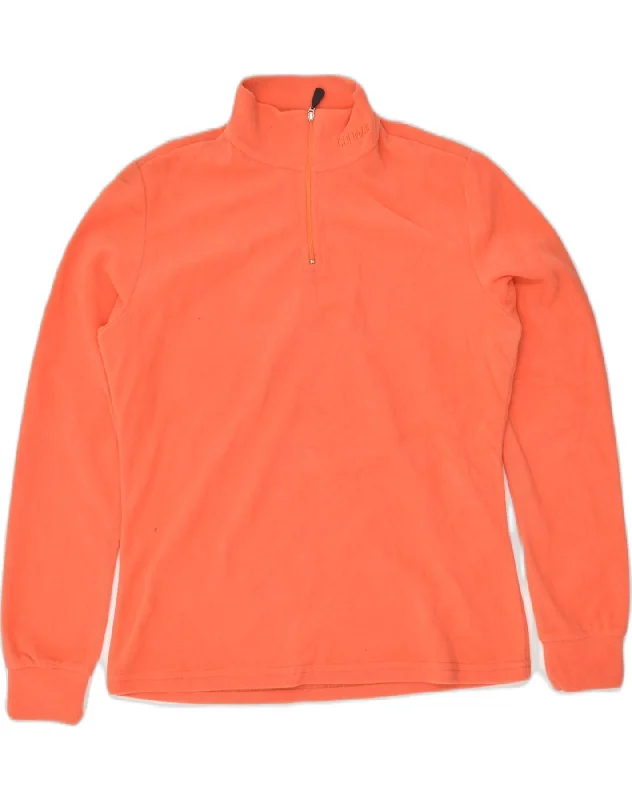 COLMAR Womens Zip Neck Fleece Jumper UK 14 Medium Orange Polyester Open Front Closed Front Wrap Front