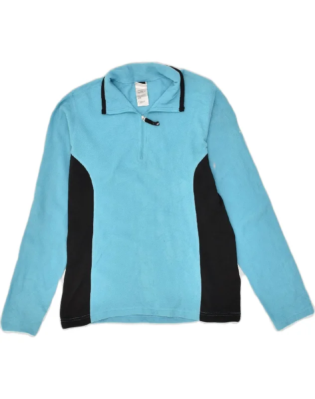 THE NORTH FACE Womens Zip Neck Fleece Jumper UK 14 Large Blue Polyester Fitted Slim Tailored