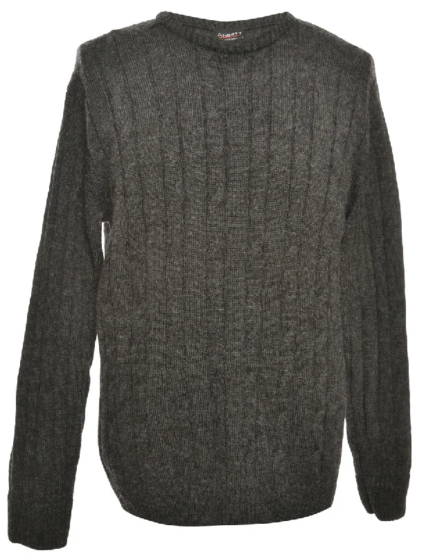 Cable Knit Grey Jumper - L Nylon Fabric Polyester Fabric Spandex Fabric