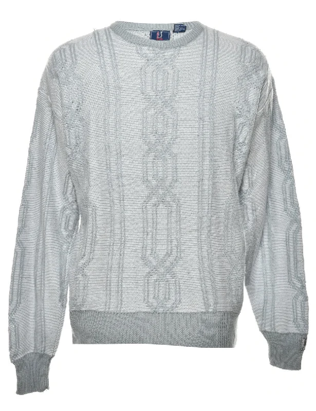 Cable Knit Jumper - L Open Front Closed Front Wrap Front