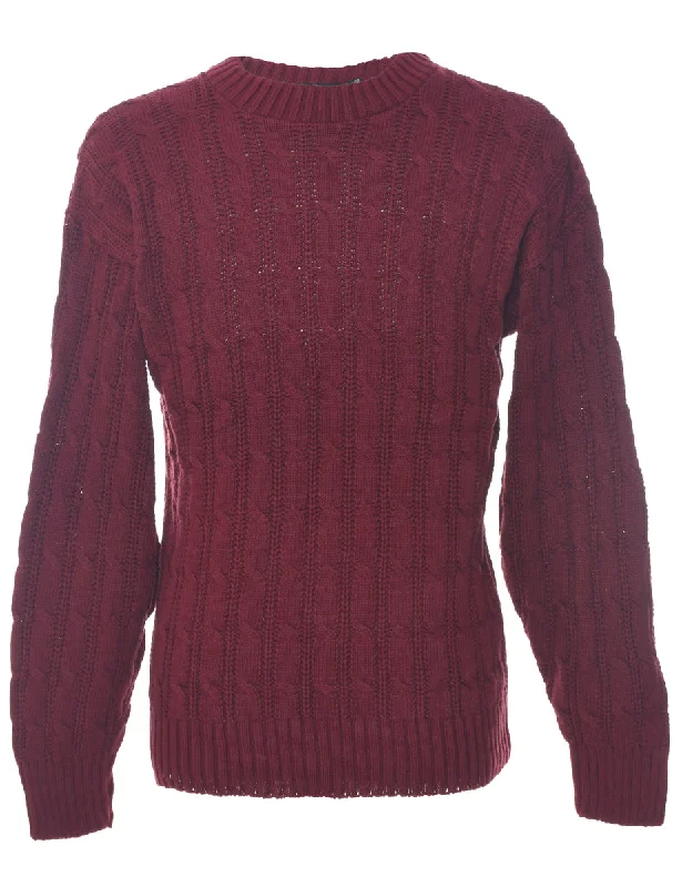 Cable Knit Jumper - L Handmade Hand-knitted Hand-woven