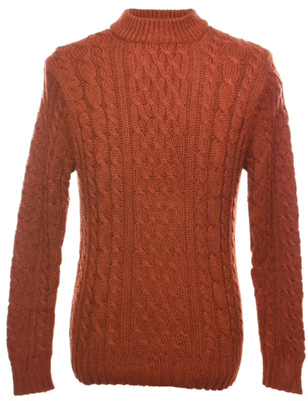 Cable Knit Jumper - M Elasticated Padded Insulated