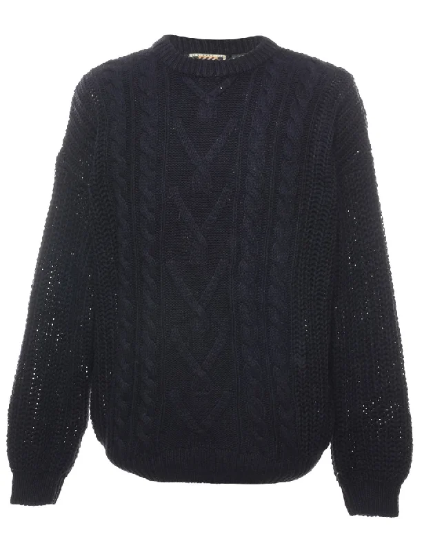 Cable Knit Jumper - M Tailored Straight A-Line