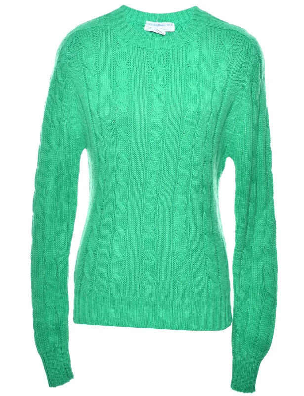 Cable Knit Jumper - S Front Pockets Side Pockets Patch Pockets