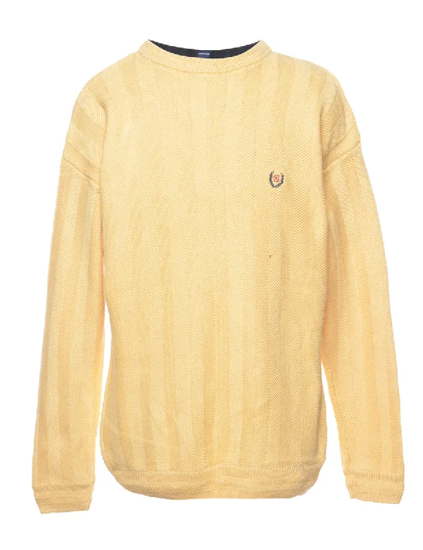 Chaps Pale Yellow Jumper - S Spandex Rayon Corduroy