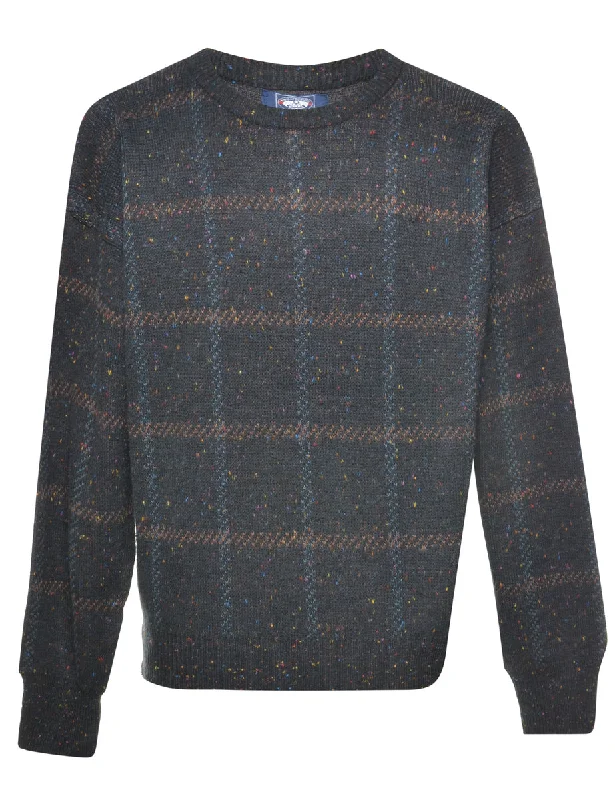 Checked Jumper - L Mesh Blend Leather Blend Suede Blend