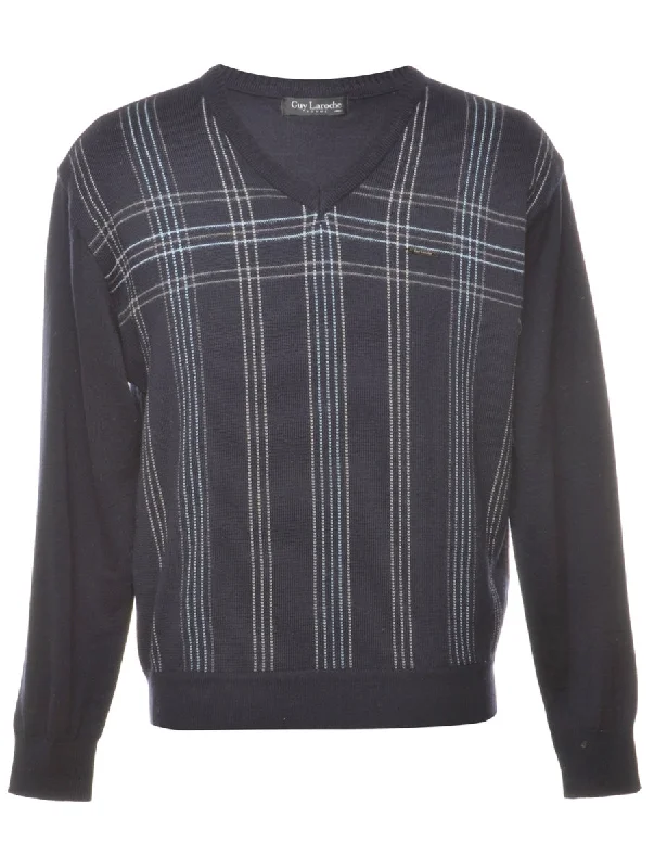 Checked Jumper - L Ribbed Striped Patterned