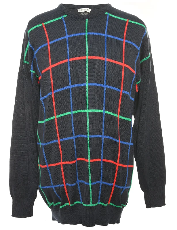 Checked Jumper - XL Collared Crew Neck Turtle Neck